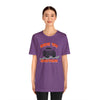 Female model wearing purple colored T-Shirt with a monster Truck on it that says Ride Em Shotgun