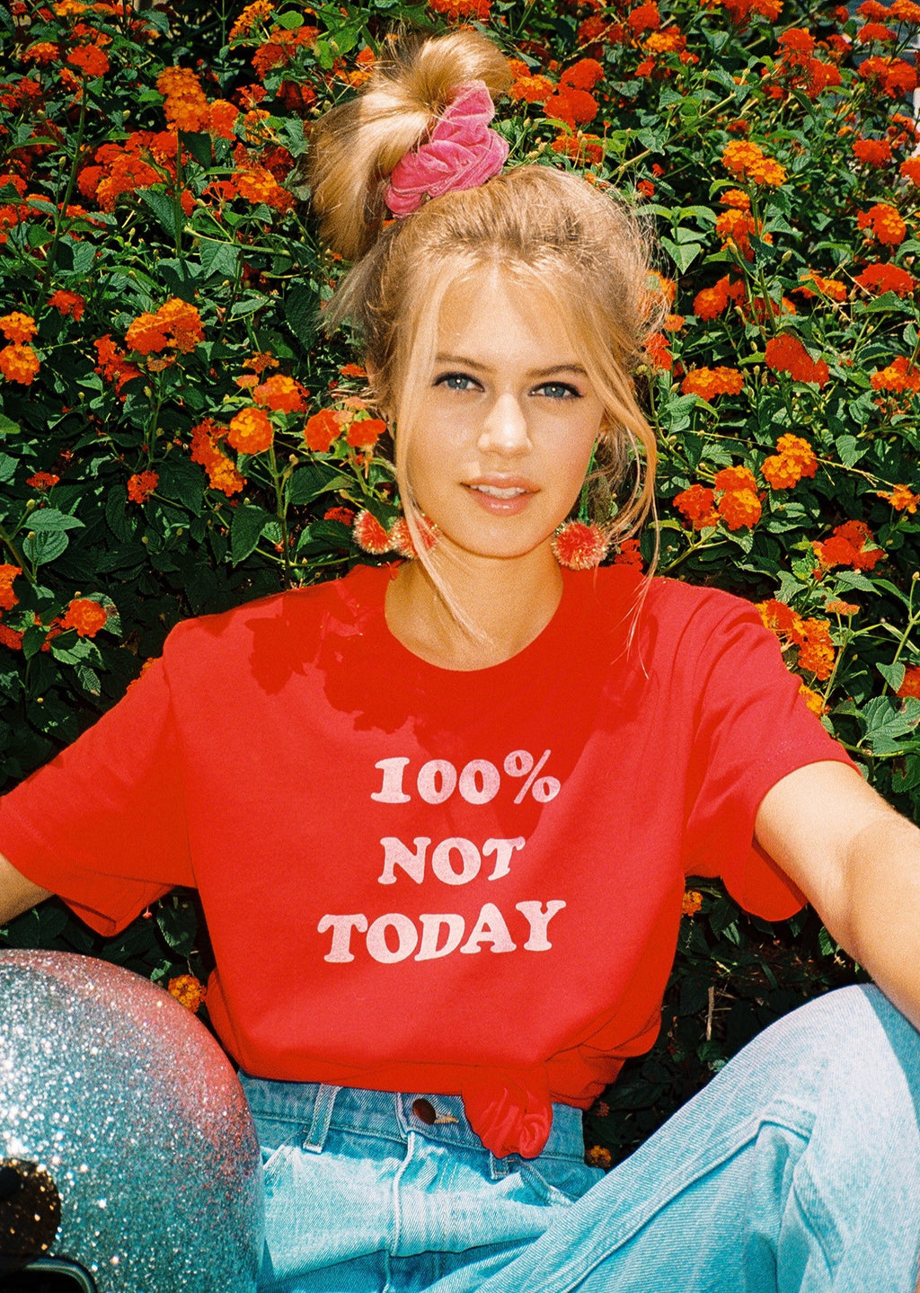 Top Knot Goods red 100 percent Not Today cotton T-Shirt 