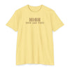 Flat lay of yellow cotton High How Are You T-Shirt.