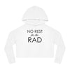 White cotton No Rest for the Rad cropped hoodie.