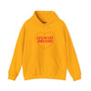 Yellow Hoodie with red heart and Legalize Dreams written inside.