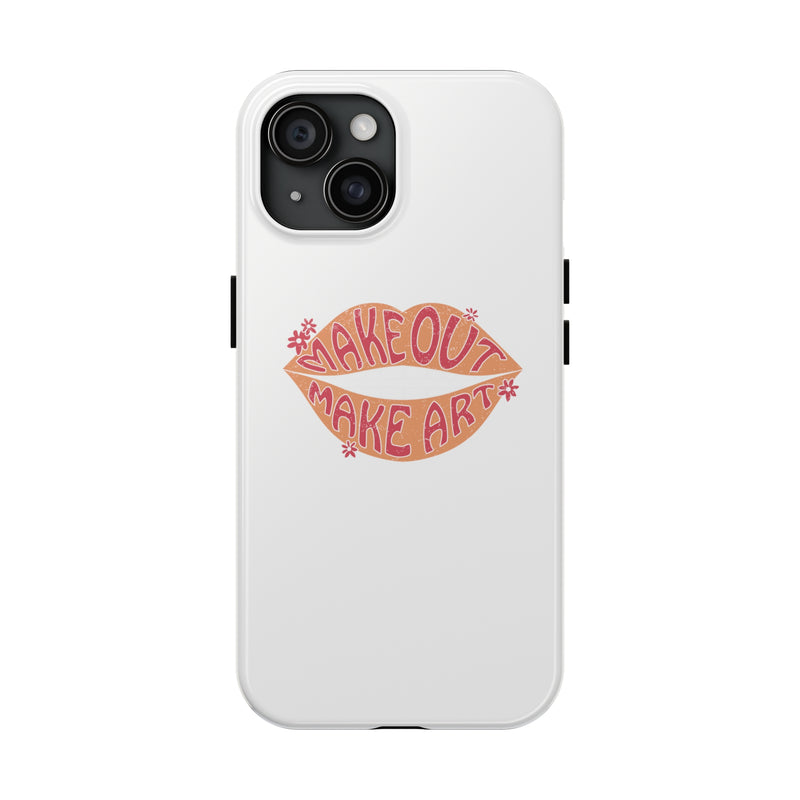 Make Out Make Art white iPhone hardcase. 