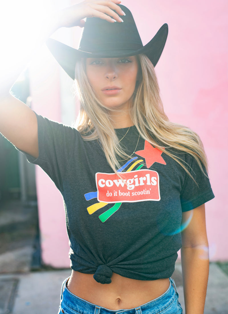 70s Vintage Inspired Tshirt for women - Cowgirls Do It Boot Scootin' by Top Knot Goods