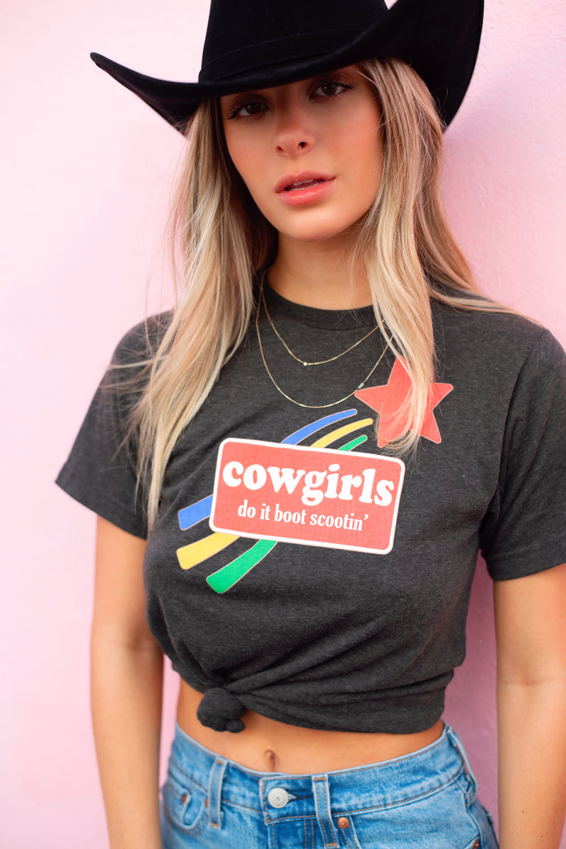 70s Vintage Inspired Tshirt for women - Cowgirls Do It Boot Scootin' by Top Knot Goods