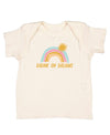 Kids natural cotton tee that says Drunk on Dreams with a rainbow and sun